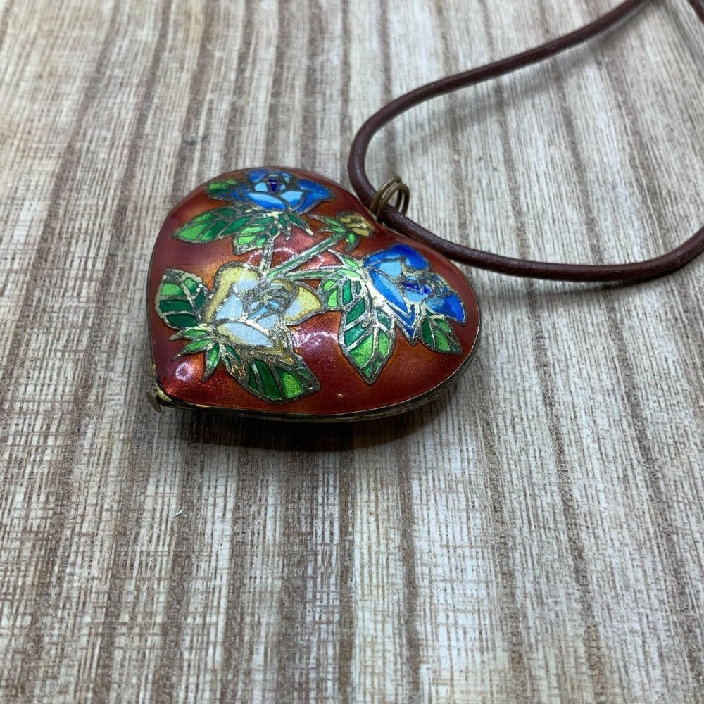 Cloisonne Double Sided Heart Necklace